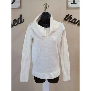 Faded Glory Sparkling Gold Cream Cowl Neck Sweater Size Small